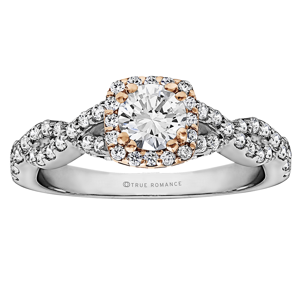 Round Cut Halo Diamond Infinity Engagement Ring