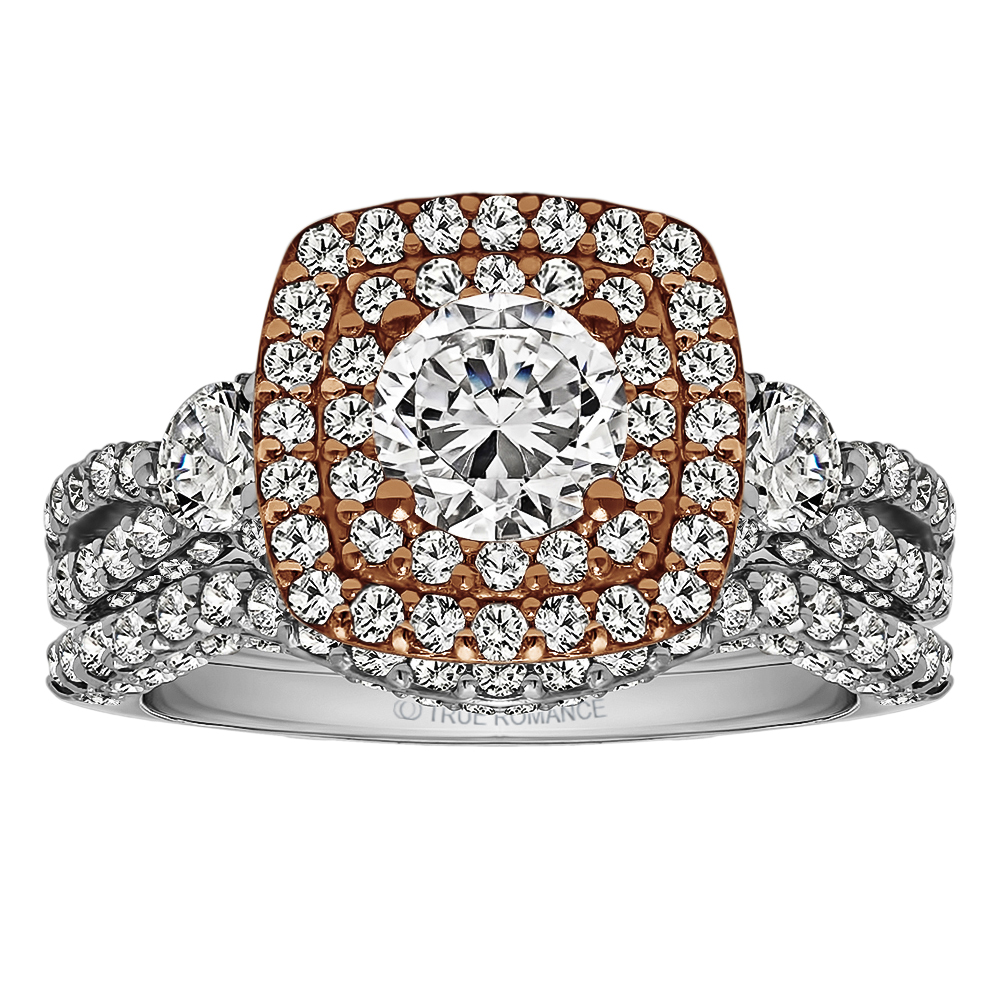 Round Cut Halo Diamond Vintage Semi Mount Engagement Ring
