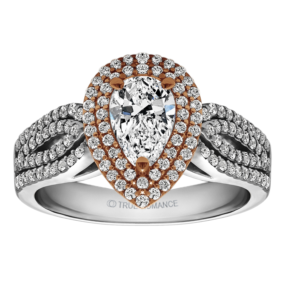 Pear Shape Halo Diamond Vintage Engagement Ring