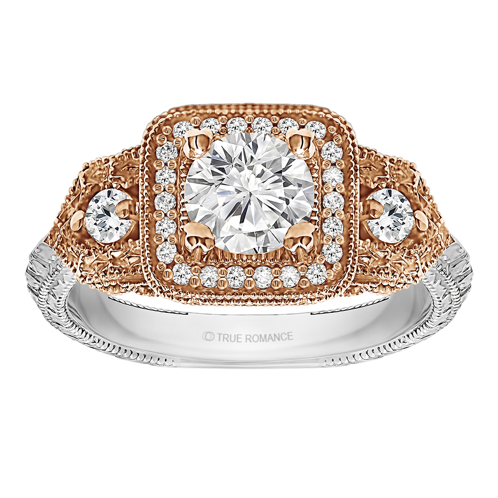 Round Cut Halo Diamond Vintage Engagement Ring