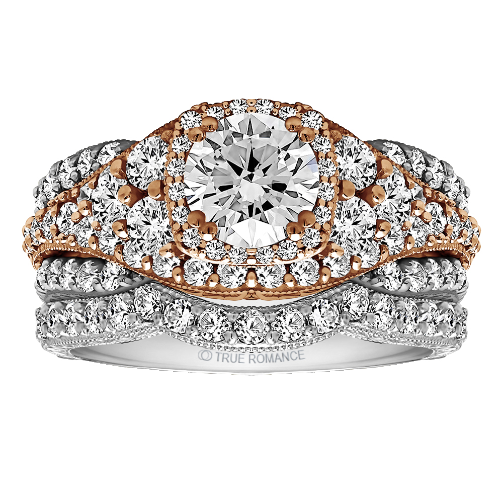 Round Cut Halo Diamond Vintage Semi Mount Engagement Ring