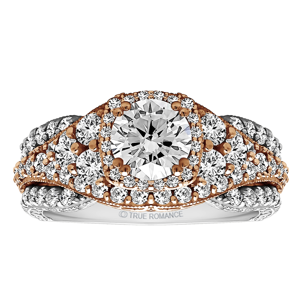 Round Cut Halo Diamond Vintage Engagement Ring
