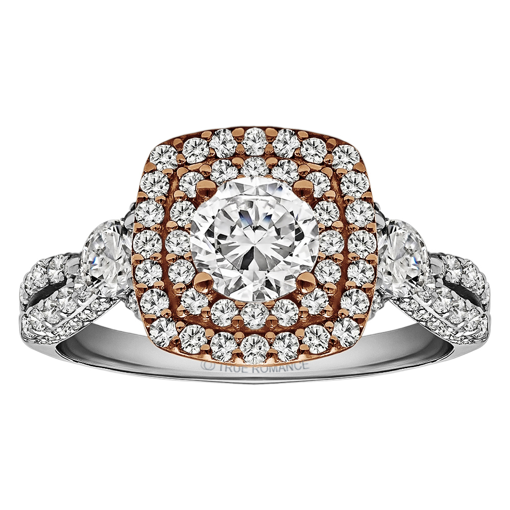 Round Cut Halo Diamond Vintage Engagement Ring