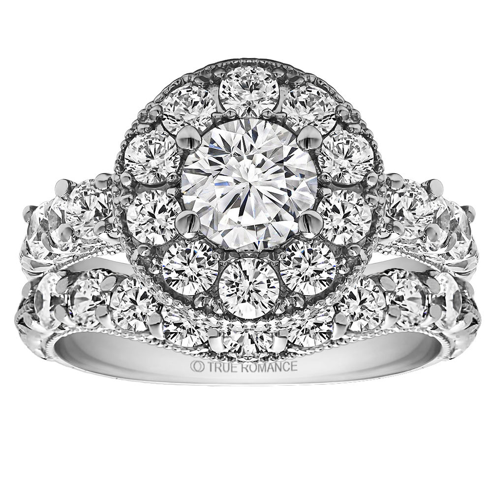 Round Cut Halo Diamond Vintage Semi Mount Engagement Ring