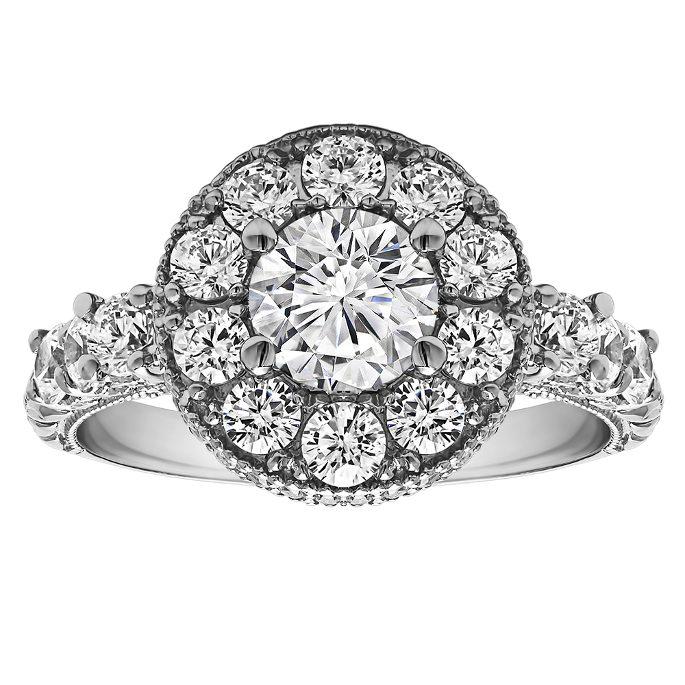 Round Cut Halo Diamond Vintage Engagement Ring