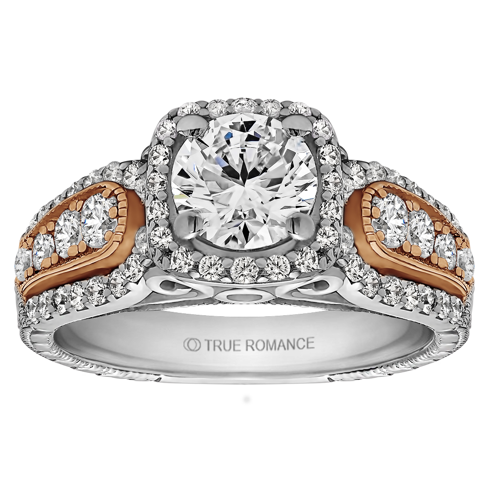 Round Cut Halo Diamond Vintage Engagement Ring
