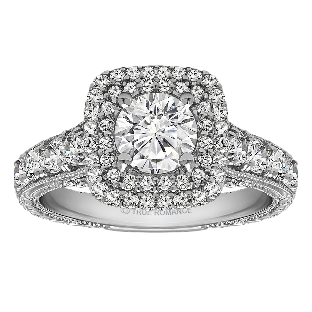 Round Cut Halo Diamond Vintage Engagement Ring