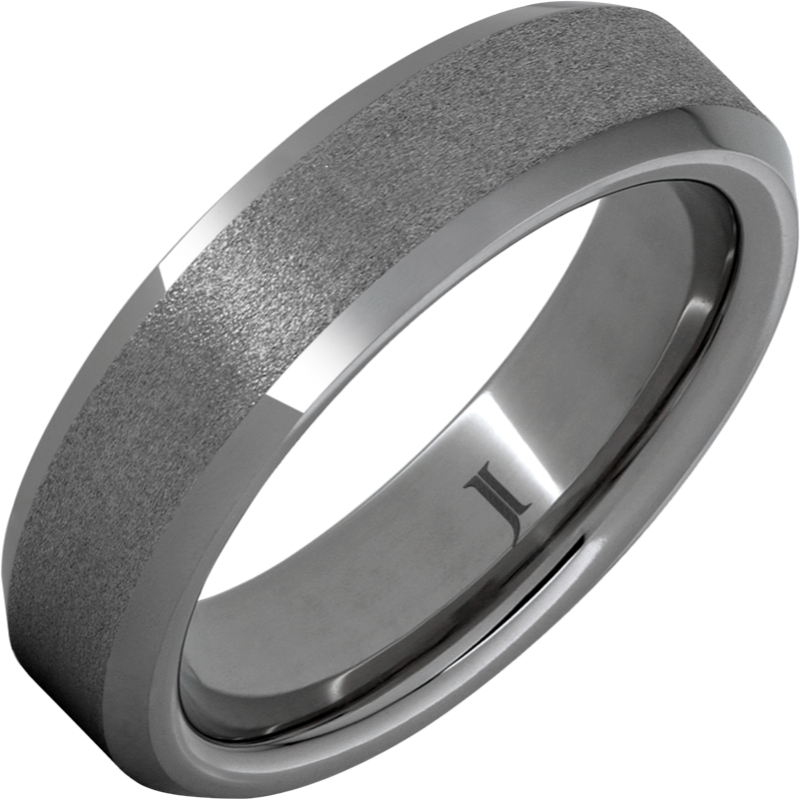 Rugged Tungsten&trade; Beveled Edge Ring with Stone Finish