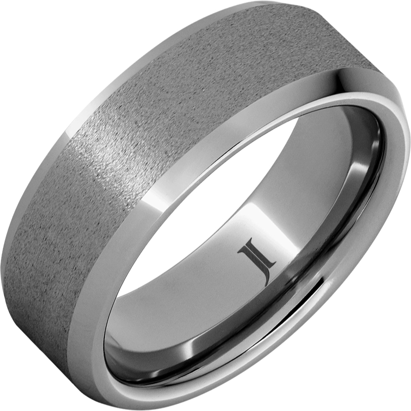 Rugged Tungsten&trade; Beveled Edge Ring with Stone Finish