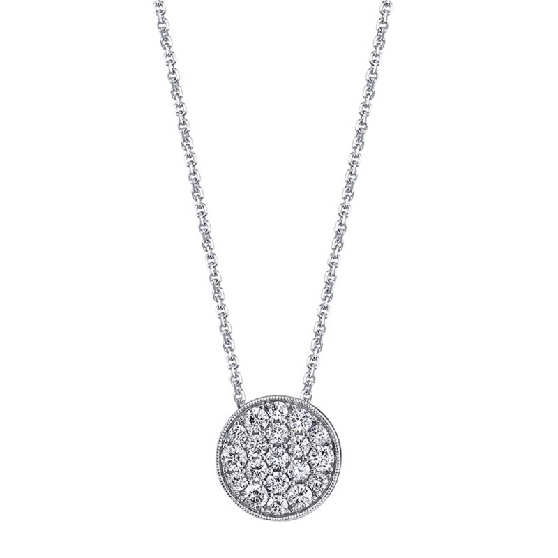 Round Pave Diamond Necklace