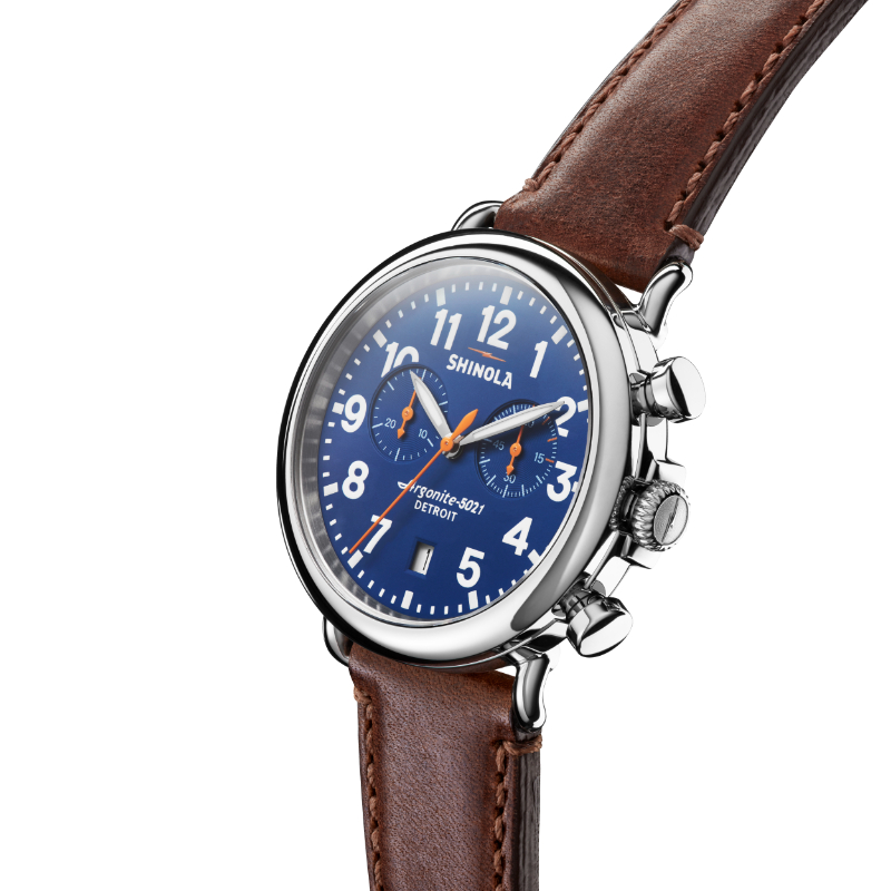 Runwell Chrono 41mm, Teak Leather Strap Watch