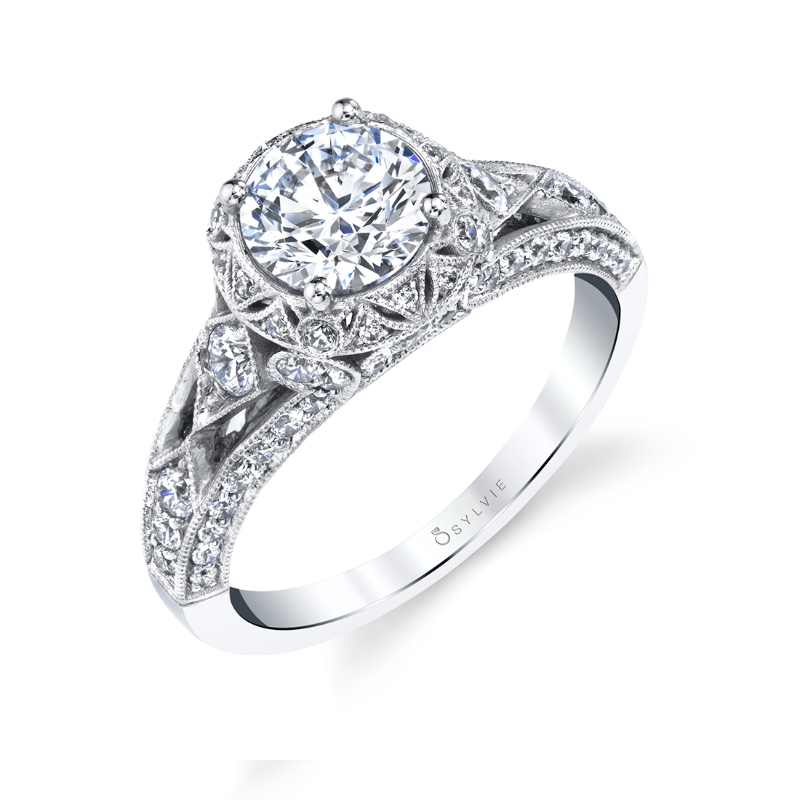 Round Cut Modern Vintage Engagement Ring - Shayna