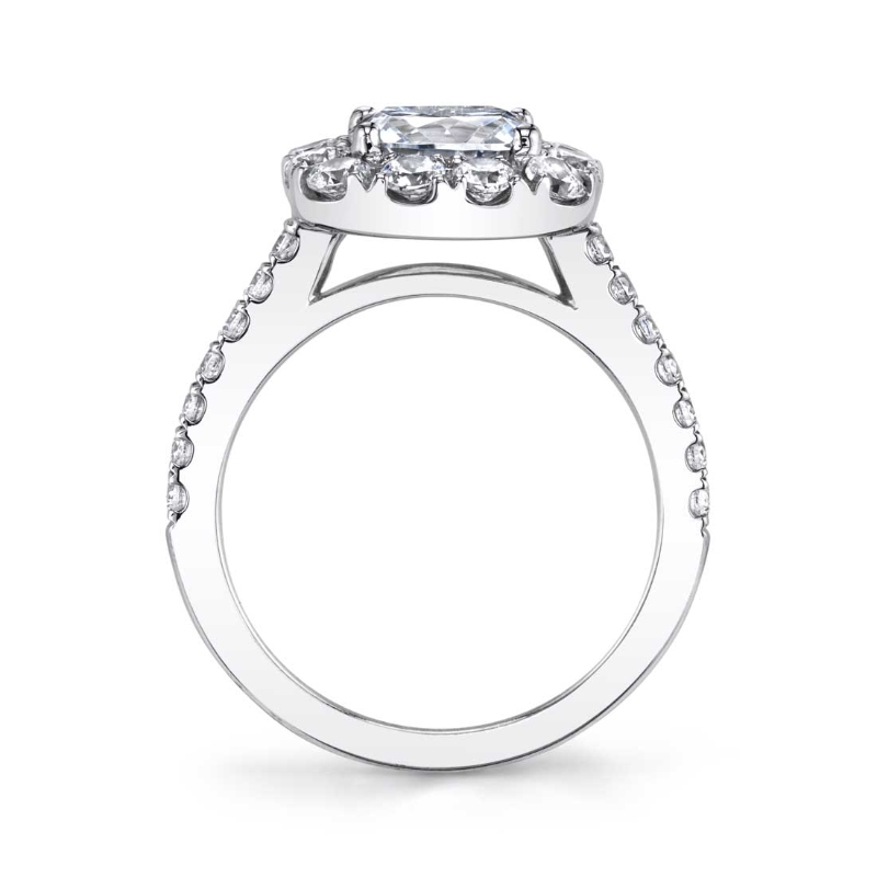 Round Cushion Cut Classic Halo Engagement Ring - Olivia