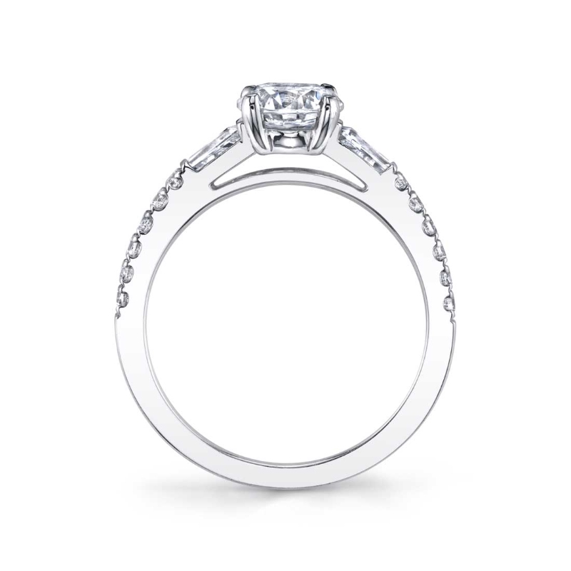 Emerald Cut Three Stone Engagement Ring with Baguettes - Leigh Ann