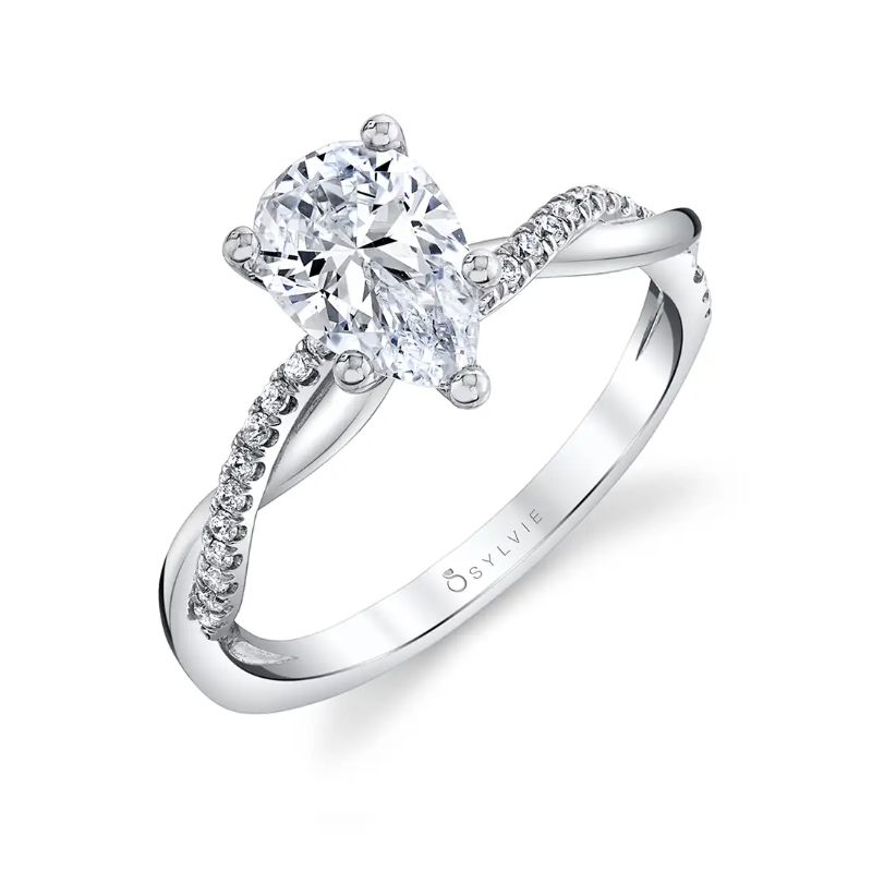 Pear Shaped Diamond Spiral Engagement Ring - Yasmine