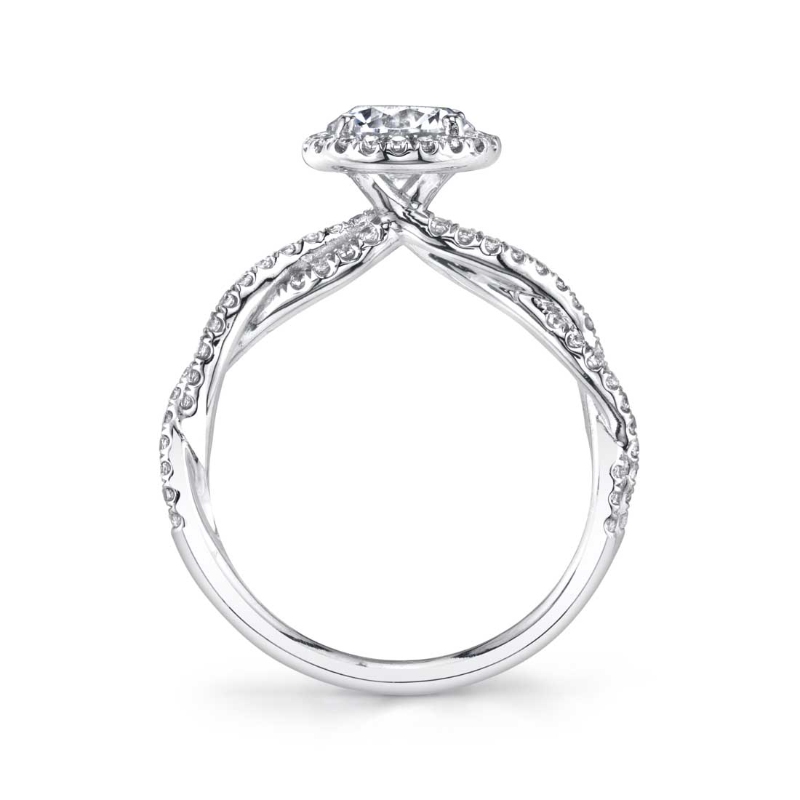 Round Cut Halo Spiral Engagement Ring - Ava