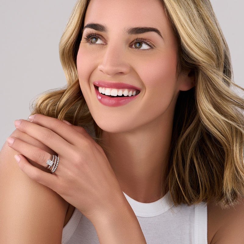 Emerald Cut Solitaire Hidden Halo Engagement Ring - Elliott