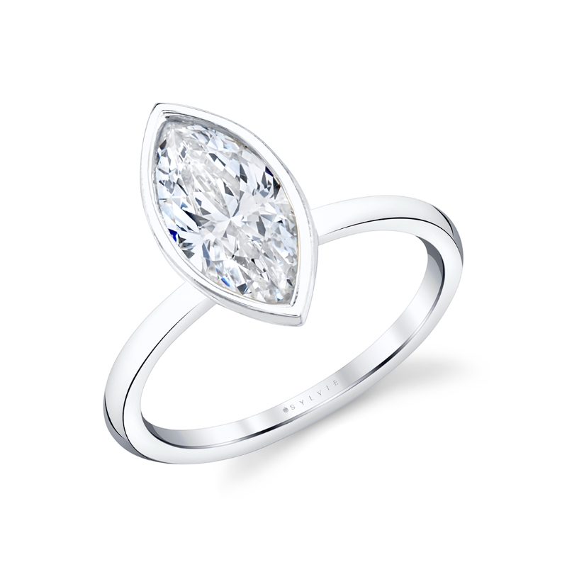 Marquise Cut Bezel Set Engagement Ring - Cliodhna