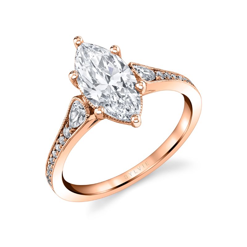 Marquise Cut Unique Engagement Ring - Esmeralda