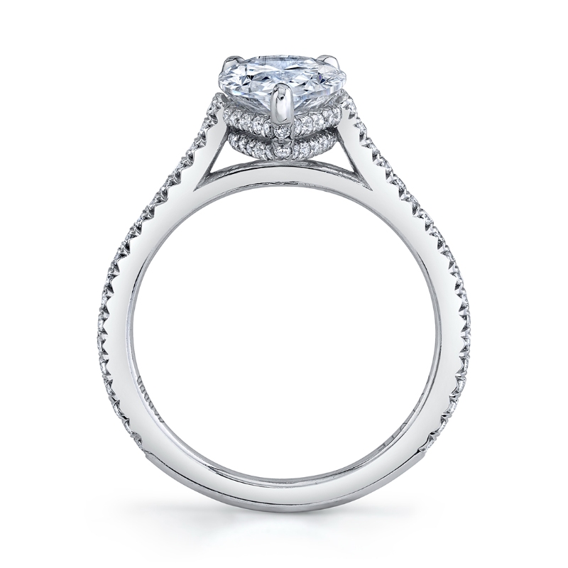 Pear Shaped Classic Hidden Halo Engagement Ring - Steffi