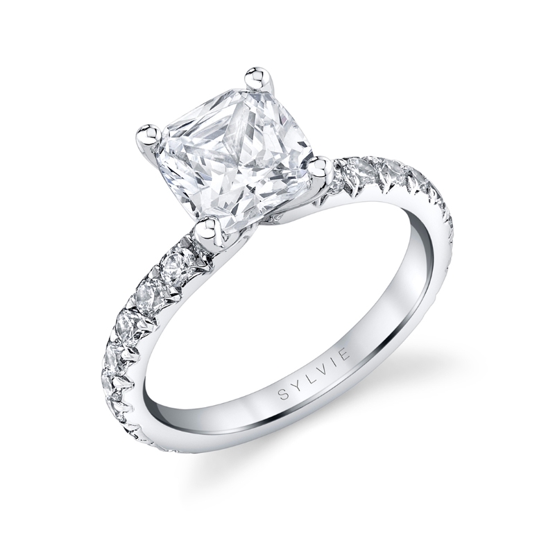 Cushion Cut Classic Wide Band Engagement Ring - Querida