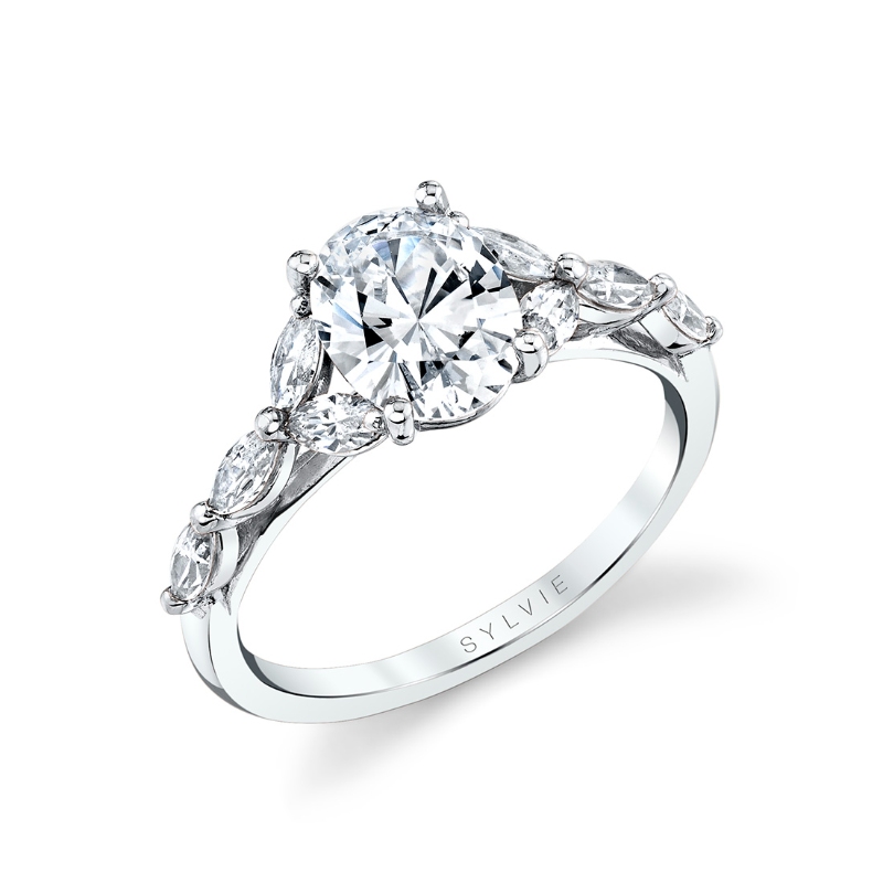 Oval Cut Multi Marquise Engagement Ring - Berkley