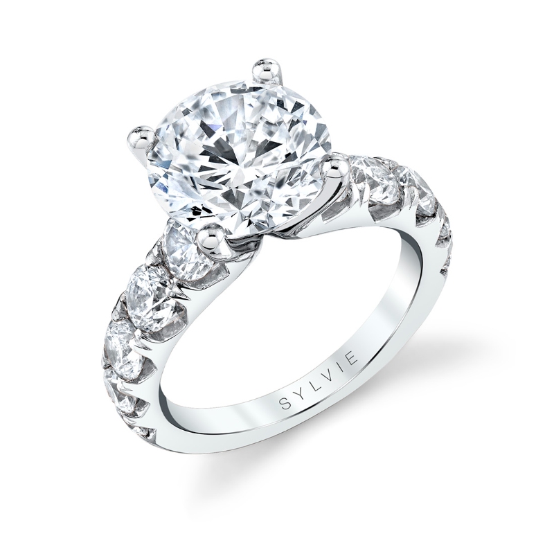 Round Cut Thick Classic Engagement Ring - Darlene