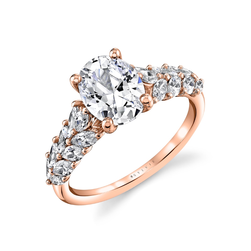 Tulira Flared Marquise Floral Inspired Engagement Ring - Camellia