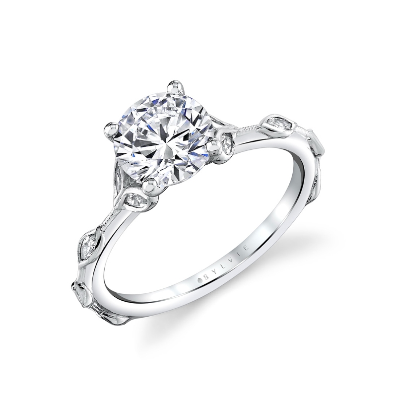 Tulira Diamond Petal and Leaf Engagement Ring - Paloma