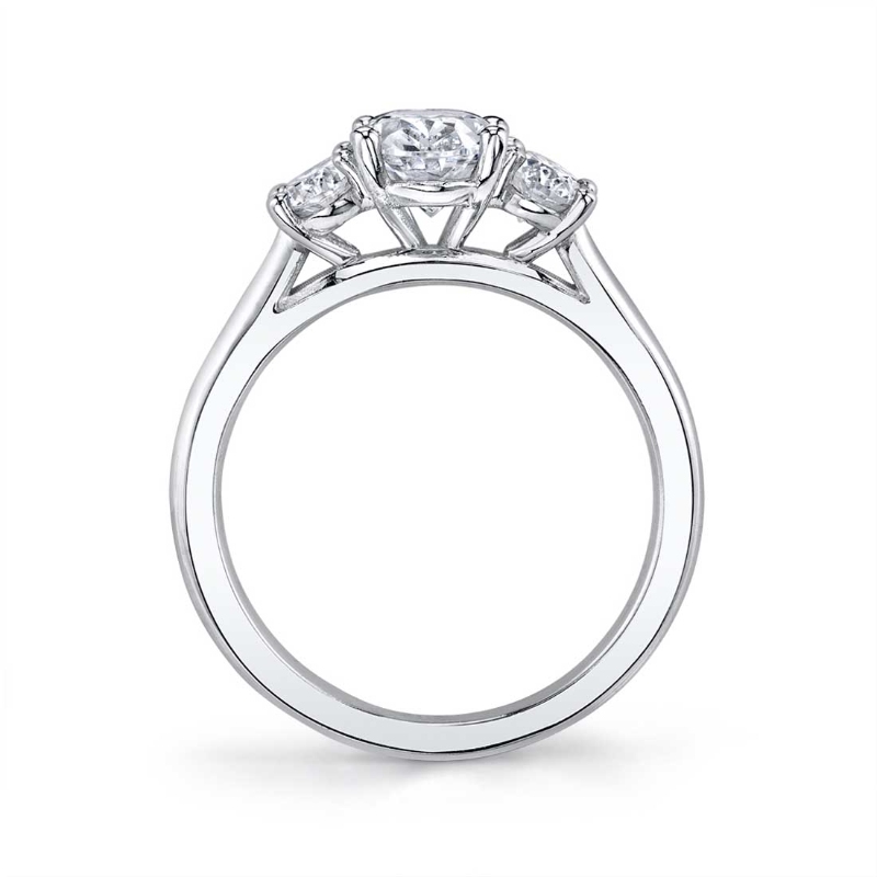 Three Stone Engagement Ring with Oval Side Stones - Guinevere