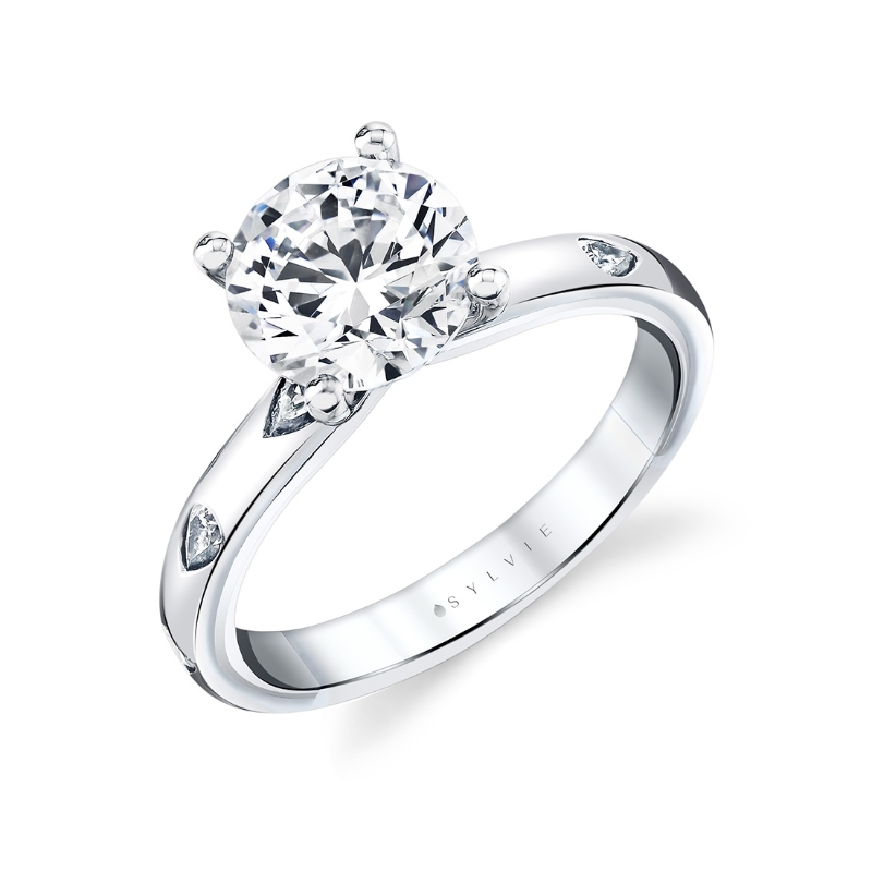 Iconelle Two Tone Flush Set Pear Engagement Ring - Drew