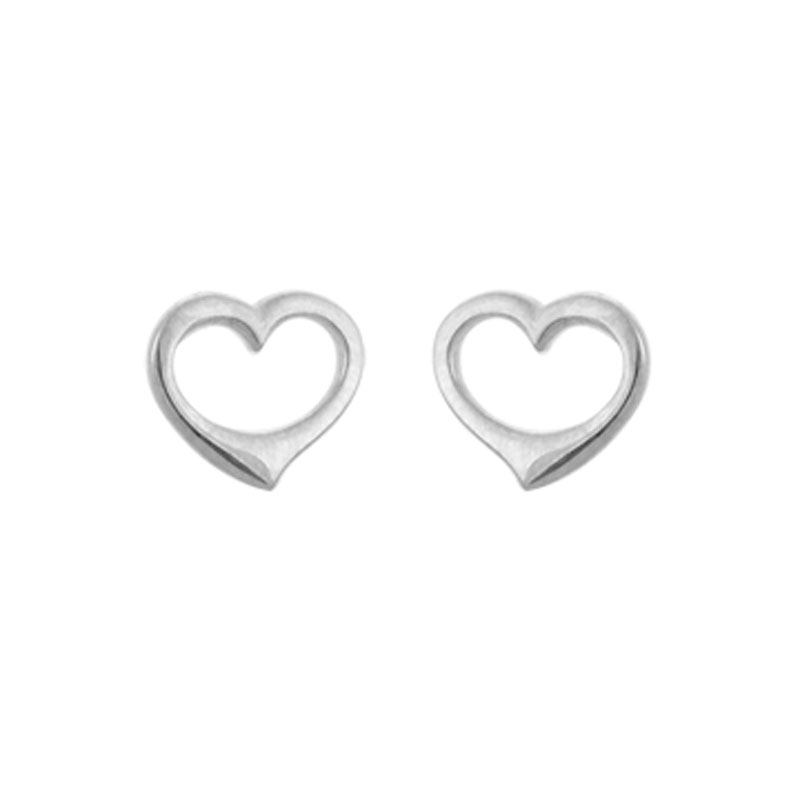 STERLING SILVER (RHODIUM PLATED) OPEN HEART POST EARRINGS