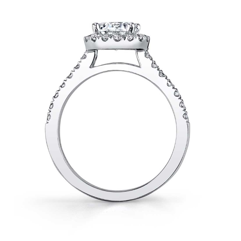 Round Cut Classic Two Tone Halo Engagement Ring - Chantelle