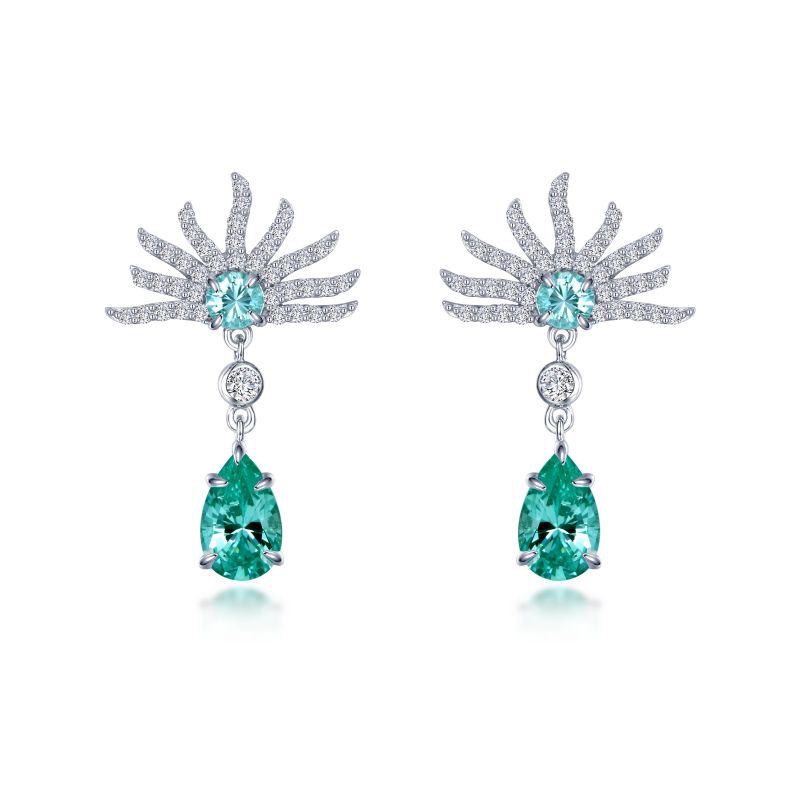 Fancy Lab-Grown Sapphire Peacock Earrings