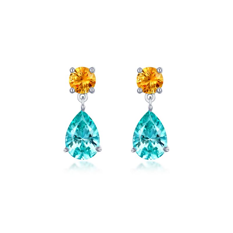 Fancy Lab-Grown Sapphire Drop Earrings
