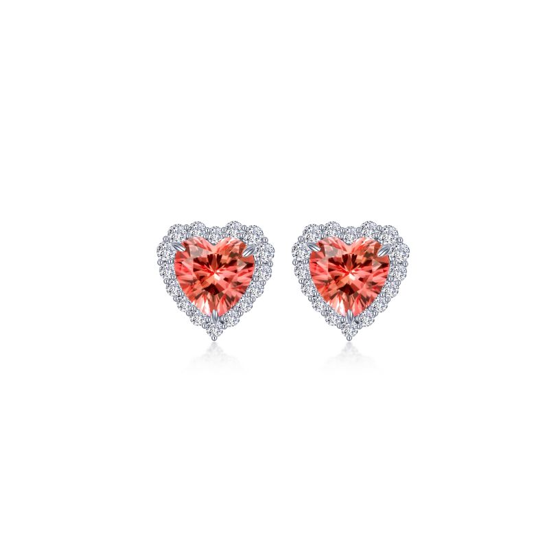 Fancy Lab-Grown Sapphire Halo Heart Earrings