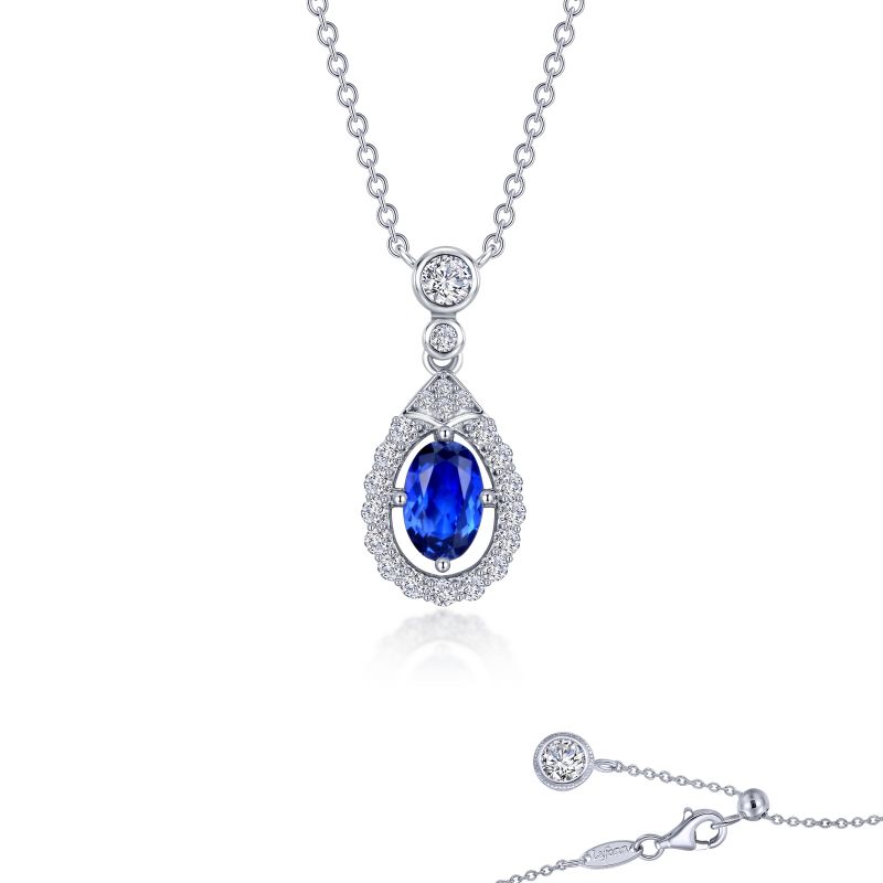 Fancy Lab-Grown Sapphire Halo Necklace