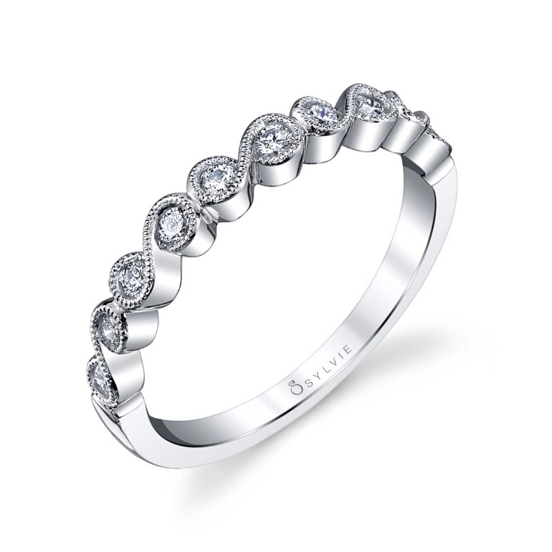 Vintage Inspired Diamond Stackable Wedding Band - Chlo&eacute;