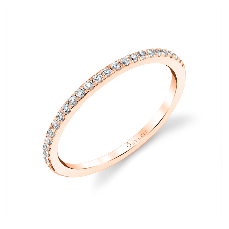 Round Cut Thin Wedding Band -Serena