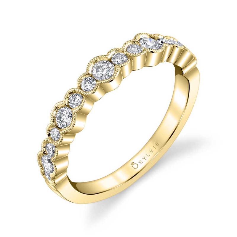 Unique Yellow Gold Stackable Wedding Band - Sophia
