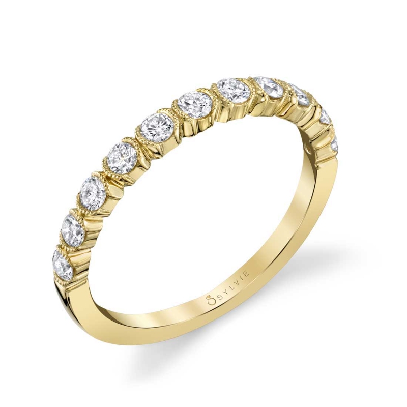 Unique Bezel Set Stackable Band - Margot