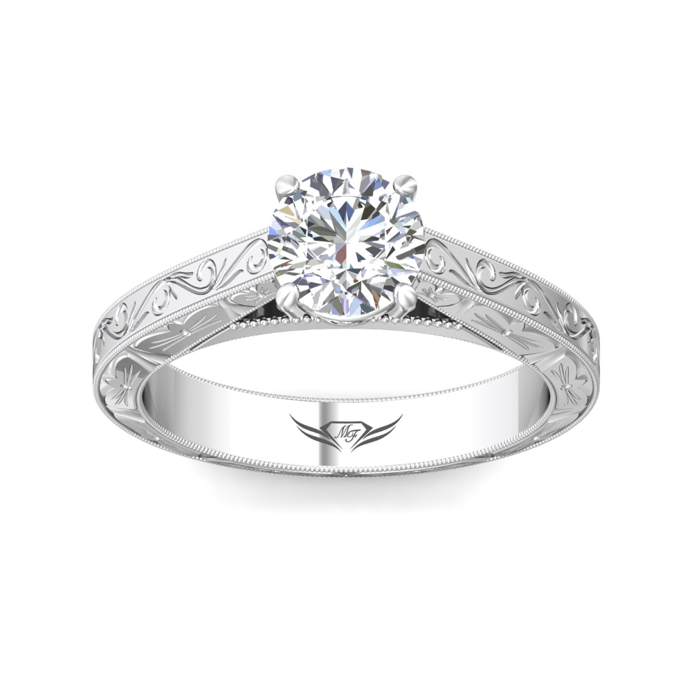 14K White Gold Round Diamond Engagement Ring