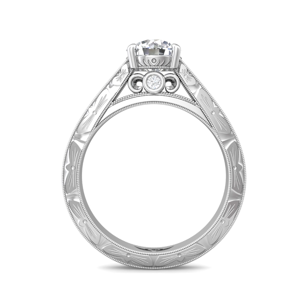 14K White Gold Round Diamond Engagement Ring