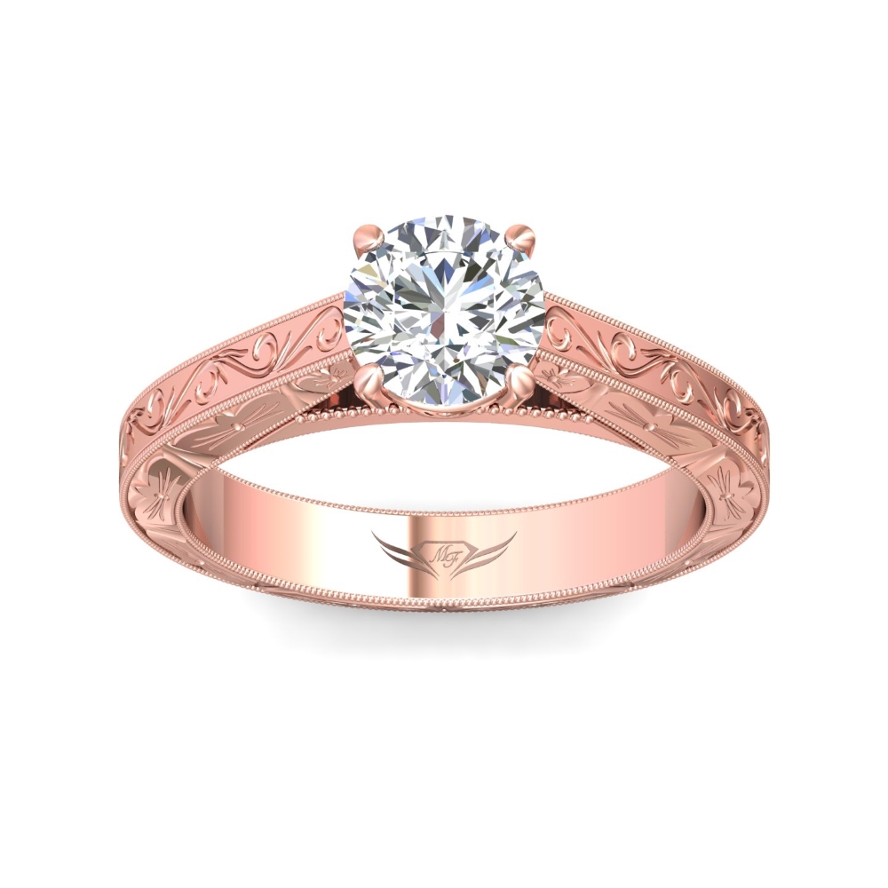 14K Rose Gold Round Diamond Engagement Ring