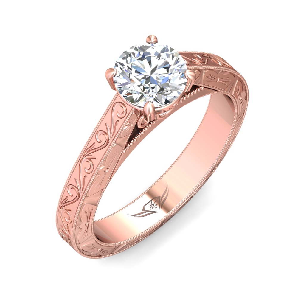 14K Rose Gold Round Diamond Engagement Ring