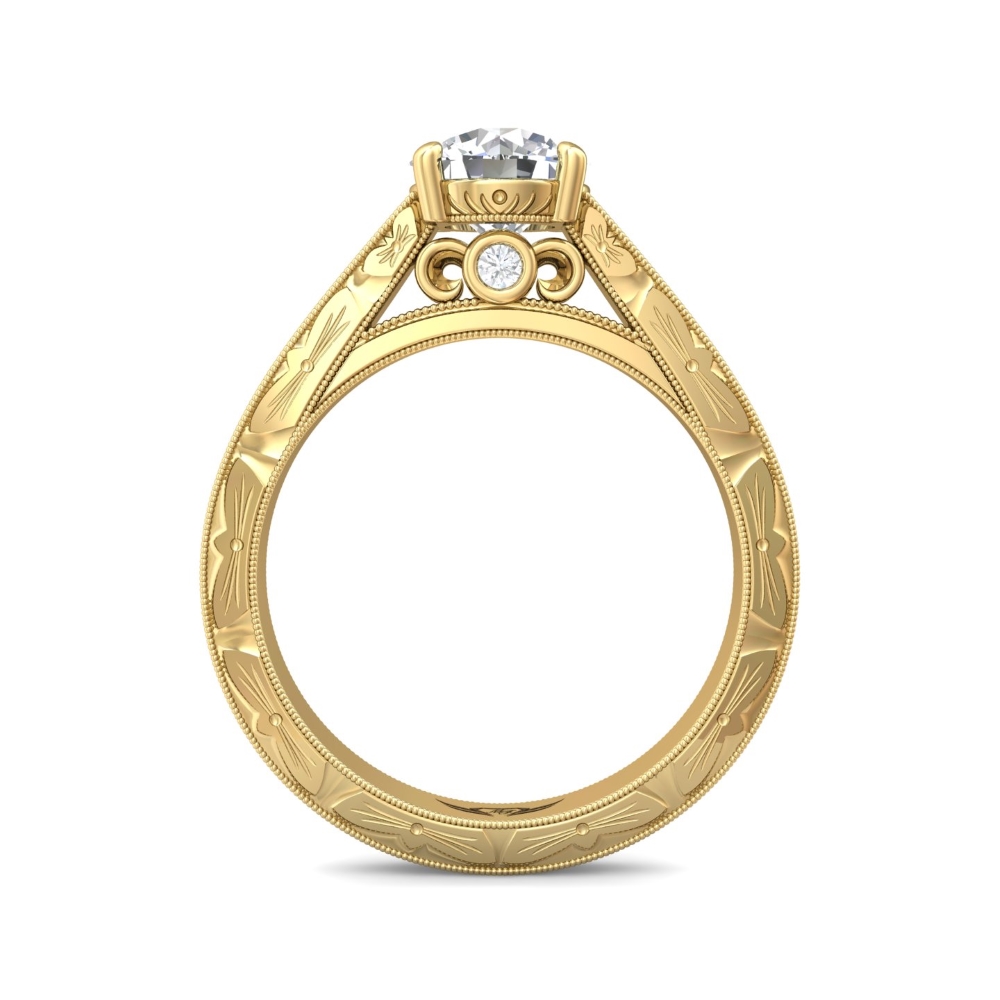 18K Yellow Gold Round Diamond Engagement Ring