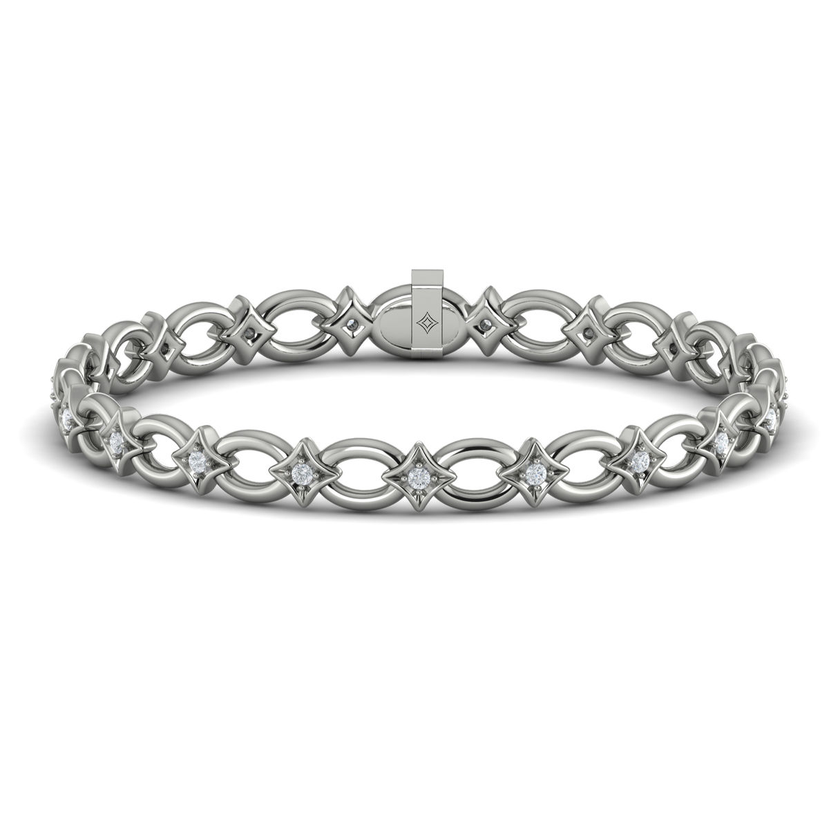 Interlocking Open Circle and Vlora Star Bracelet with Diamonds