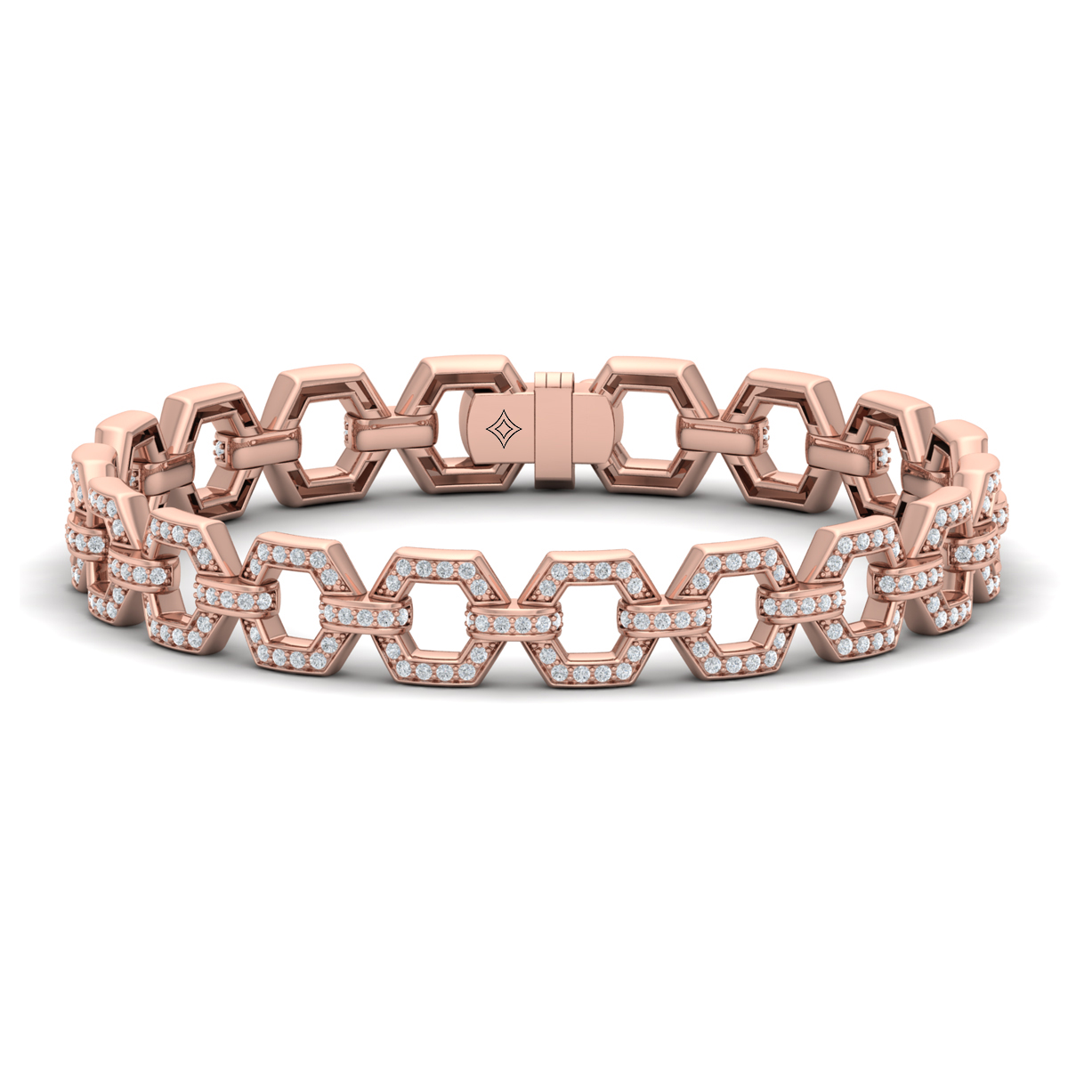Diamond Open Honeycomb Link Bracelet
