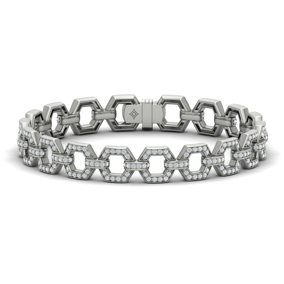 Diamond Open Honeycomb Link Bracelet
