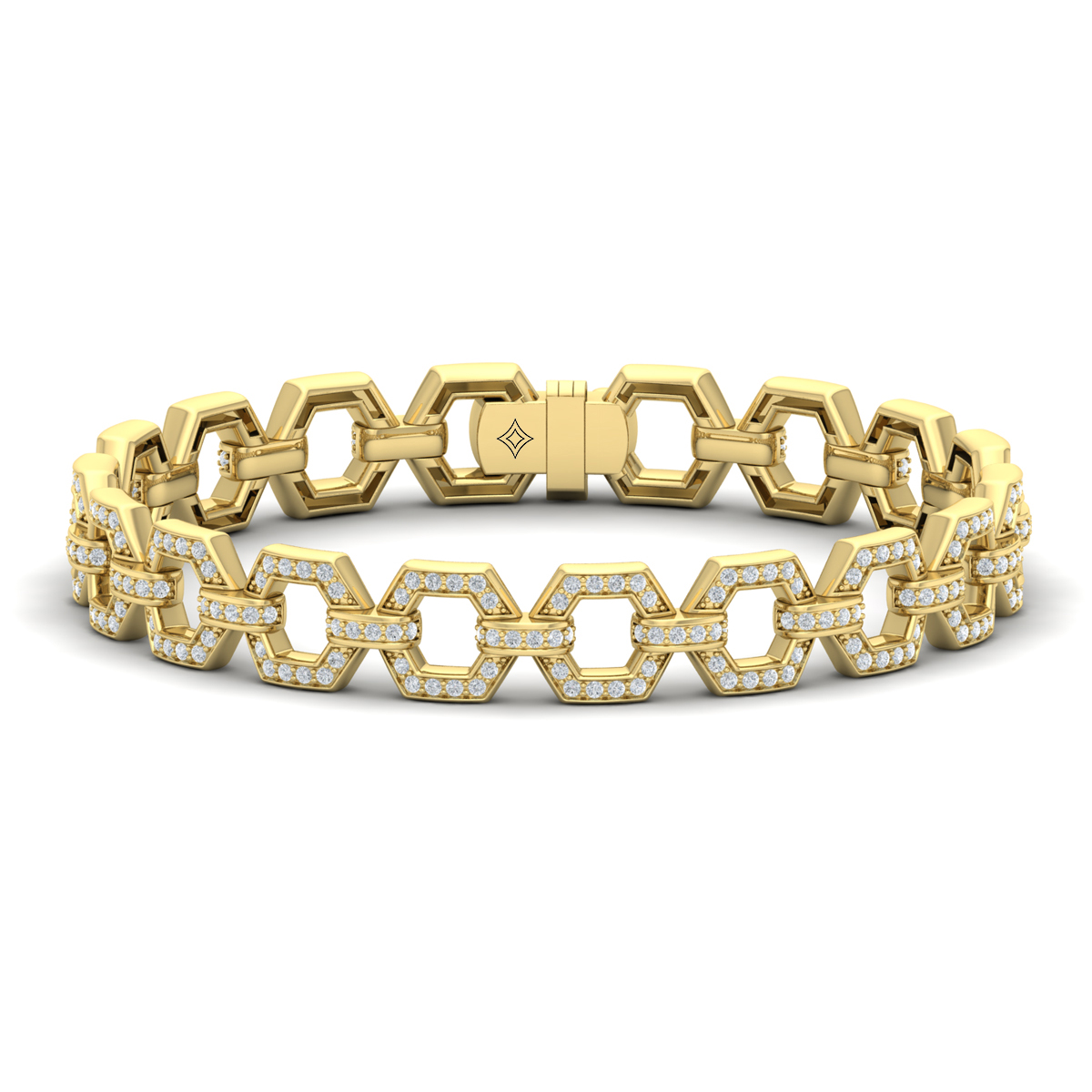 Diamond Open Honeycomb Link Bracelet